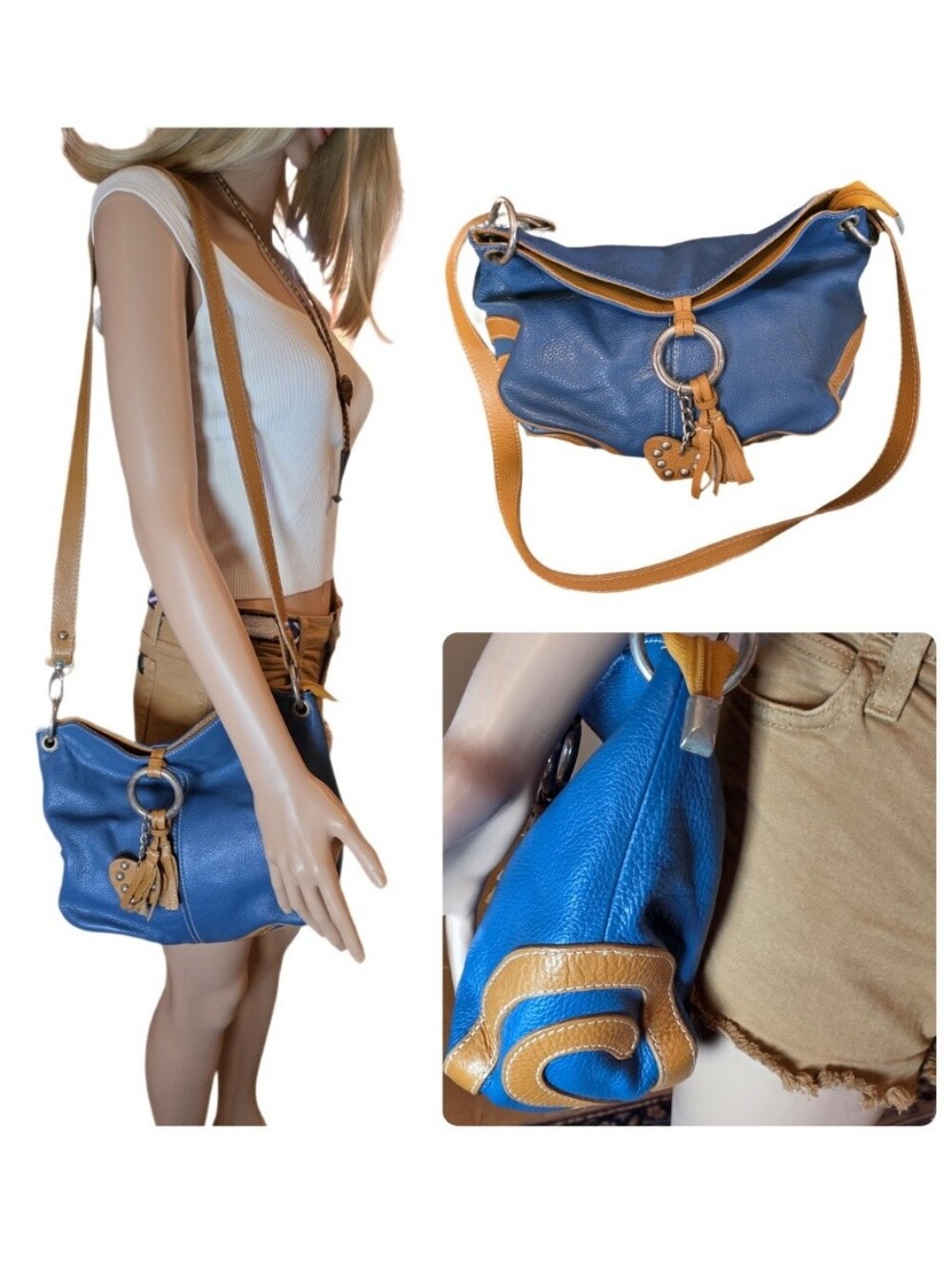 Vintage Italian Leather Shoulder Bag Hobo - Unbranded Vera Pelle